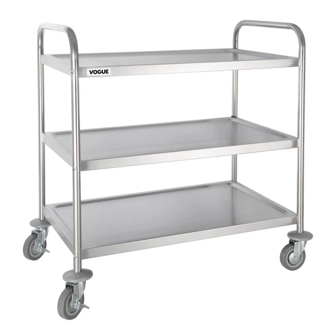F995 Vogue Stainless Steel 3 Tier Clearing Trolley Large - JD Catering Equipment Solutions Ltd