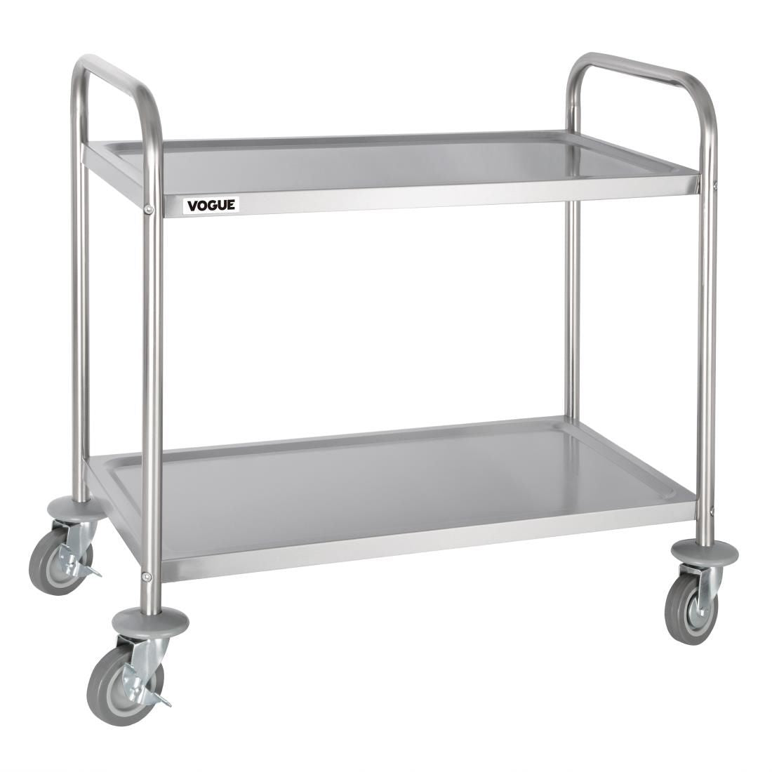 F997 Vogue Stainless Steel 2 Tier Clearing Trolley Medium JD Catering Equipment Solutions Ltd