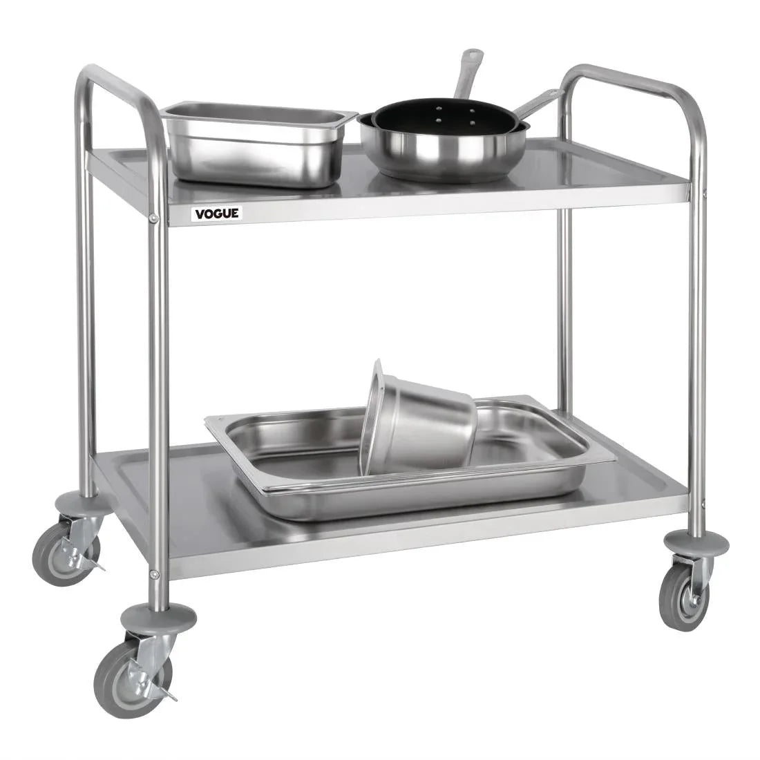 F997 Vogue Stainless Steel 2 Tier Clearing Trolley Medium - JD Catering Equipment Solutions Ltd