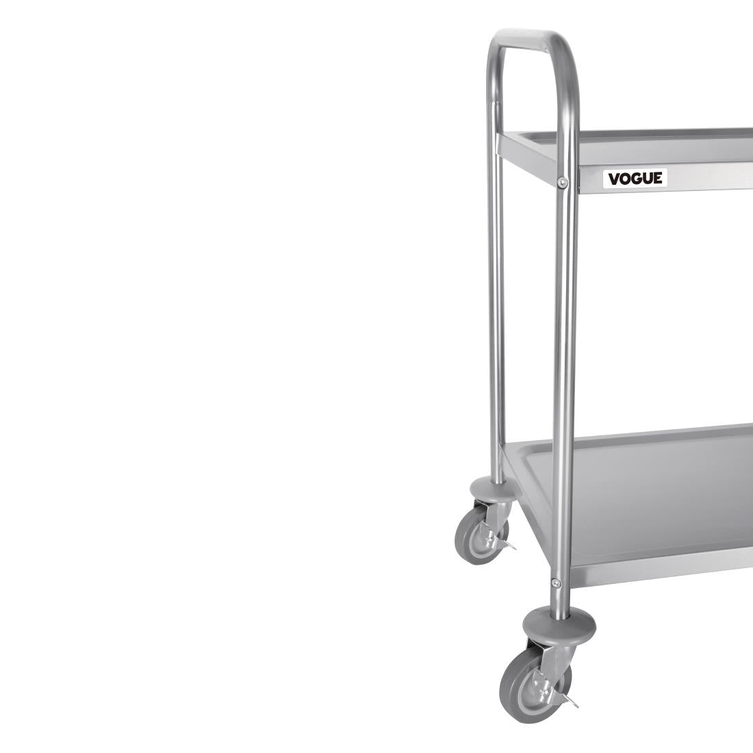 F997 Vogue Stainless Steel 2 Tier Clearing Trolley Medium JD Catering Equipment Solutions Ltd