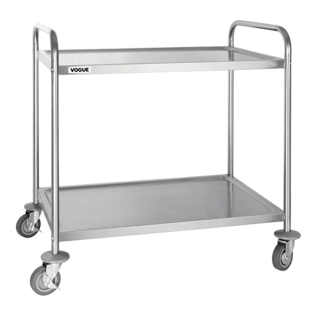 F998 Vogue Stainless Steel 2 Tier Clearing Trolley Large - JD Catering Equipment Solutions Ltd