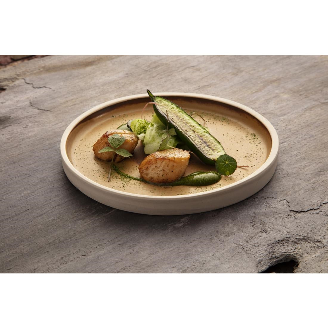 FA307 Olympia Canvas Flat Round Plate Sienna Rust 180mm (Pack of 6) JD Catering Equipment Solutions Ltd