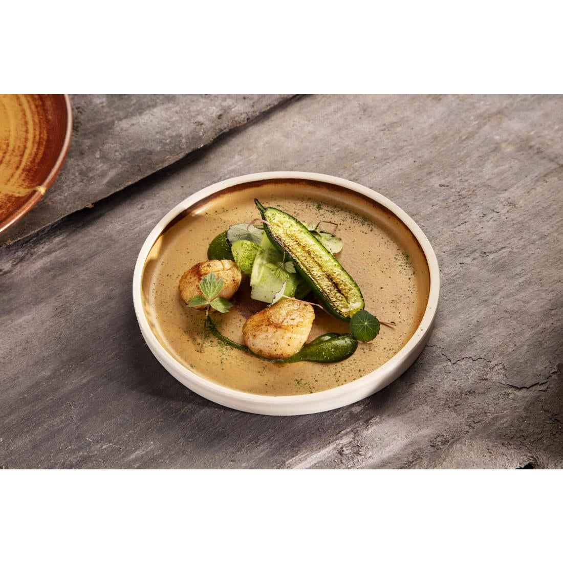 FA307 Olympia Canvas Flat Round Plate Sienna Rust 180mm (Pack of 6) JD Catering Equipment Solutions Ltd