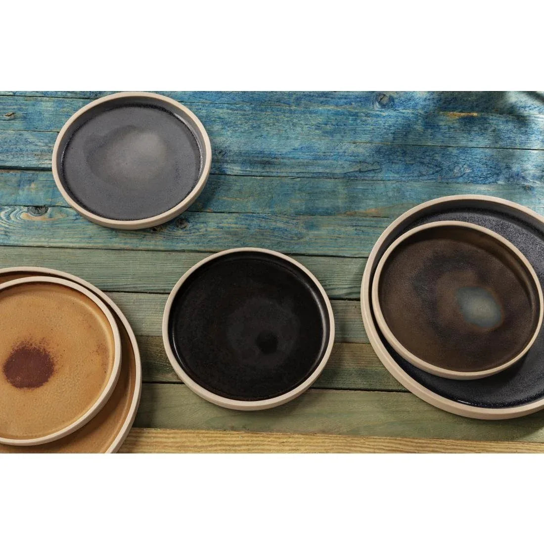 FA308 Olympia Canvas Flat Round Plate Sienna Rust 250mm (Pack of 6) - JD Catering Equipment Solutions Ltd