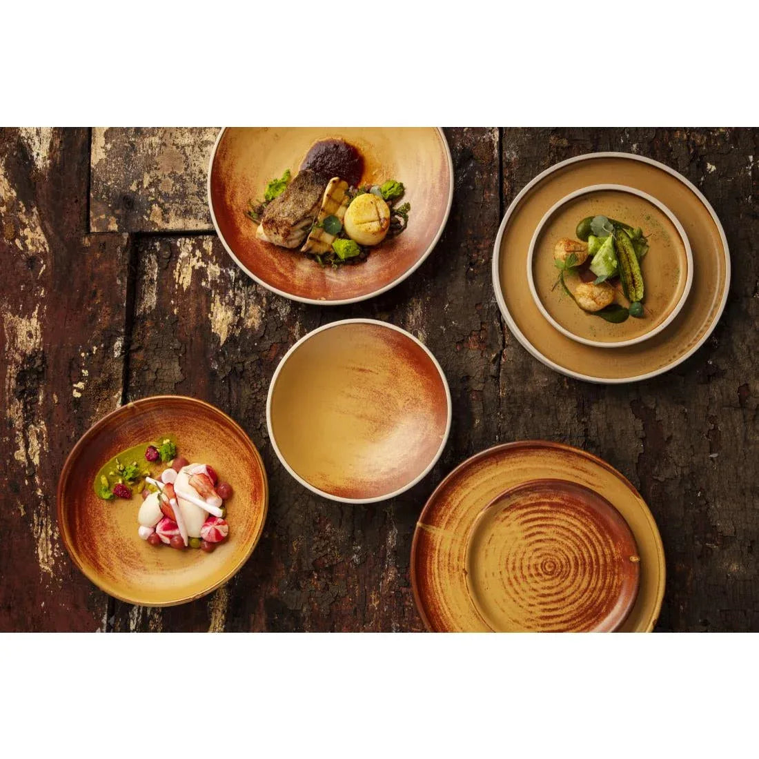 FA308 Olympia Canvas Flat Round Plate Sienna Rust 250mm (Pack of 6) - JD Catering Equipment Solutions Ltd