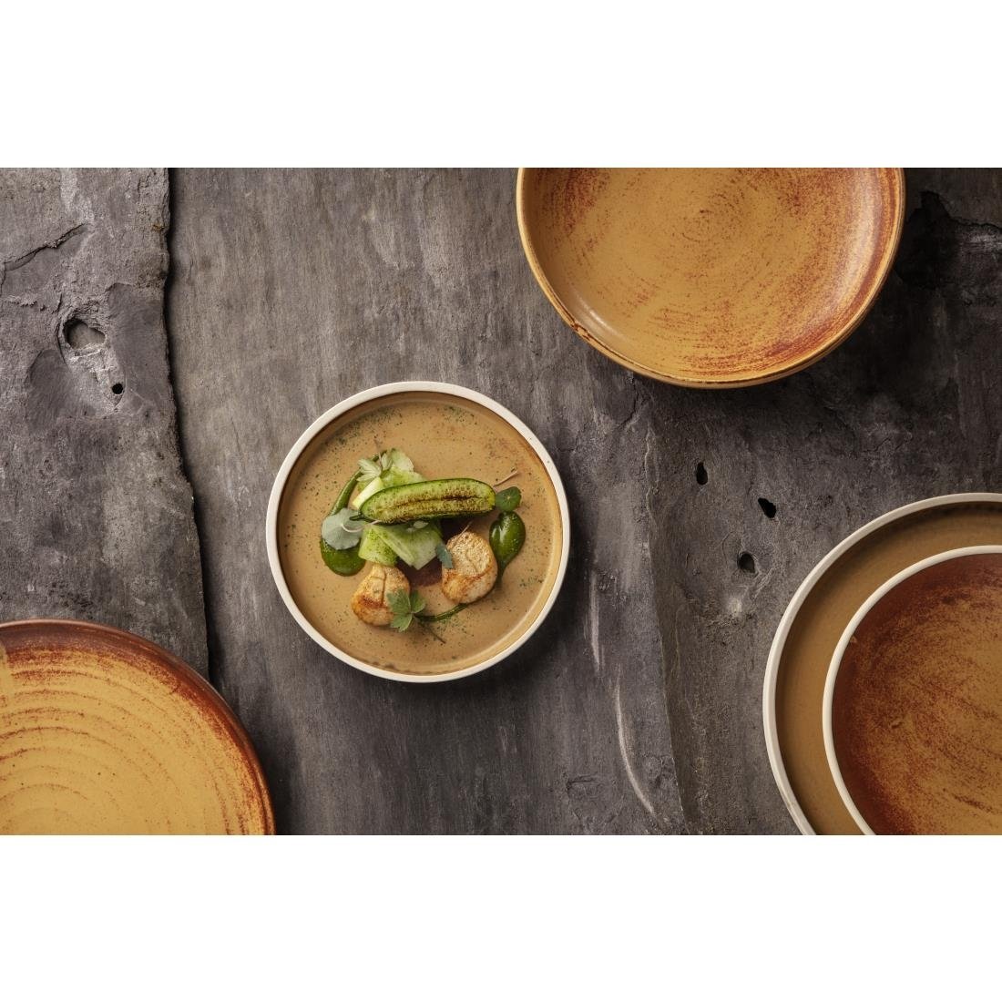 FA310 Olympia Canvas Small Rim Round Plate Sienna Rust 265mm (Pack of 6) JD Catering Equipment Solutions Ltd