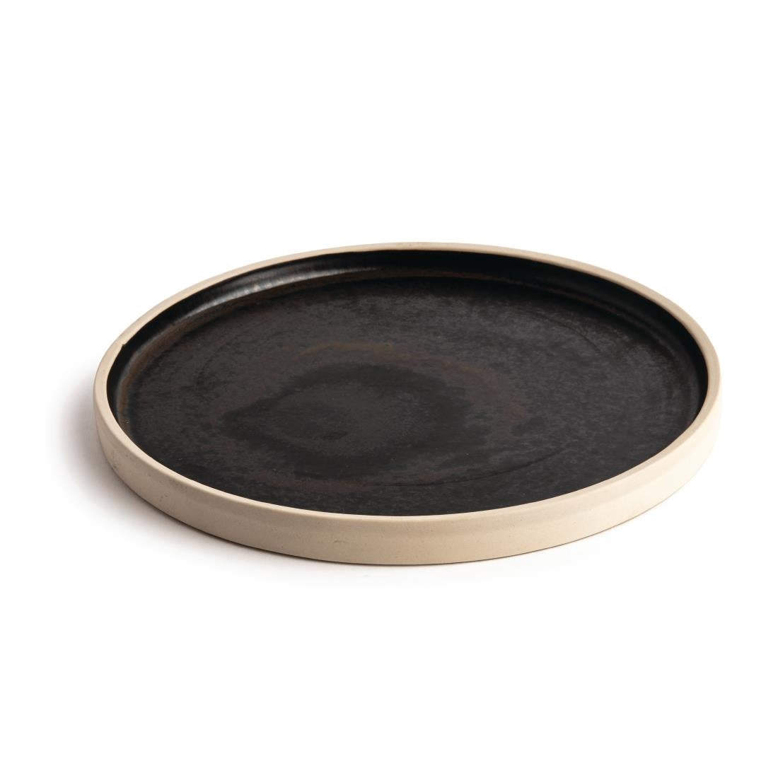 FA315 Olympia Canvas Flat Round Plate Delhi Black 250mm (Pack of 6) JD Catering Equipment Solutions Ltd