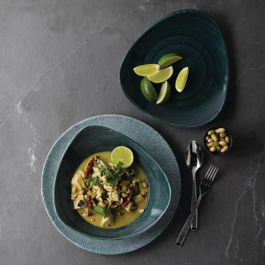 FA595 Churchill Stonecast Patina Triangular Plates Rustic Teal 229mm (Pack of 12) JD Catering Equipment Solutions Ltd