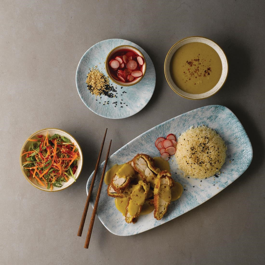 FA628 Churchill Stone Oblong Chef Plates Aquamarine 153 x 298mm (Pack of 12) JD Catering Equipment Solutions Ltd