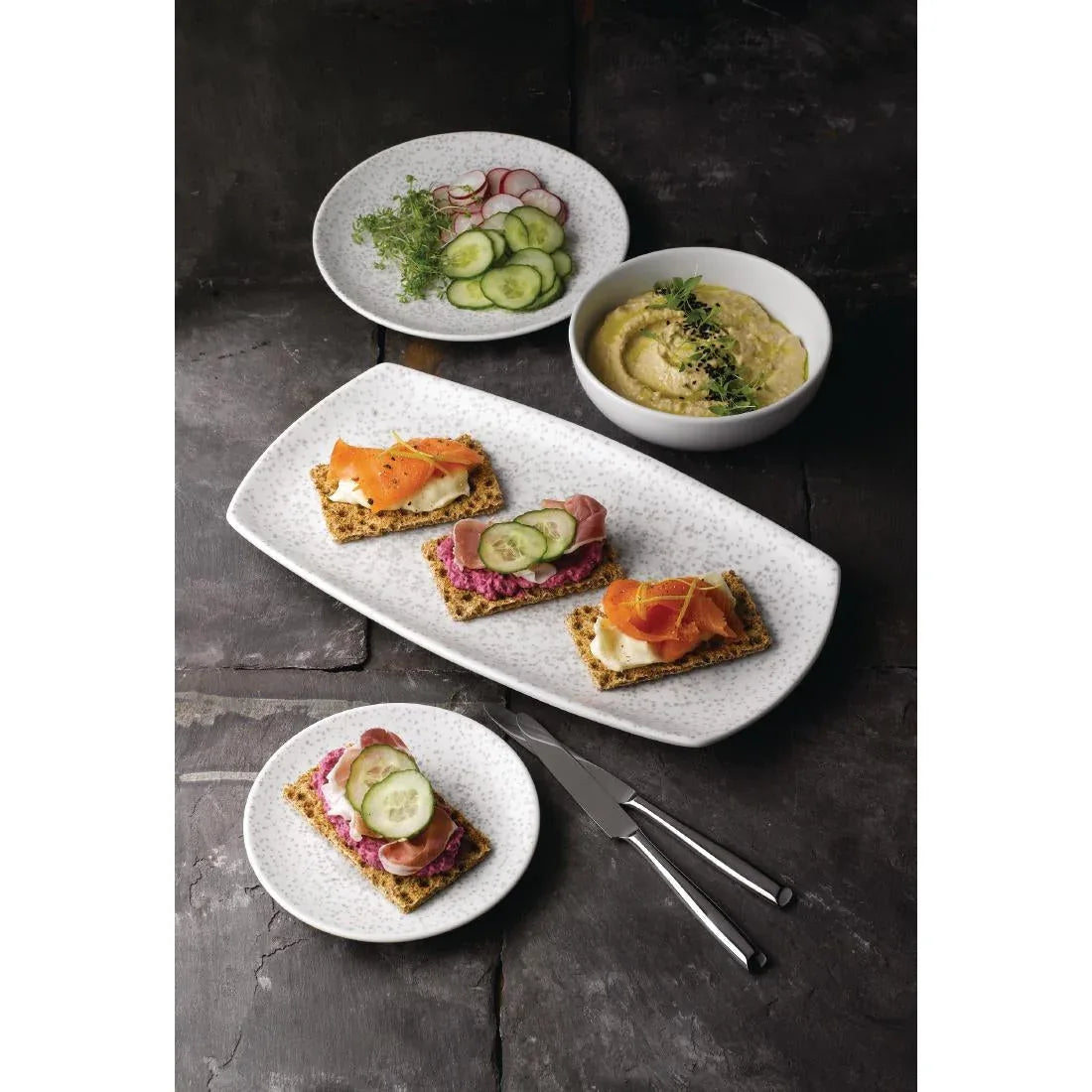 FA653 Churchill Menu Shades Caldera Rectangular Plates Chalk White 190 x 355mm - JD Catering Equipment Solutions Ltd
