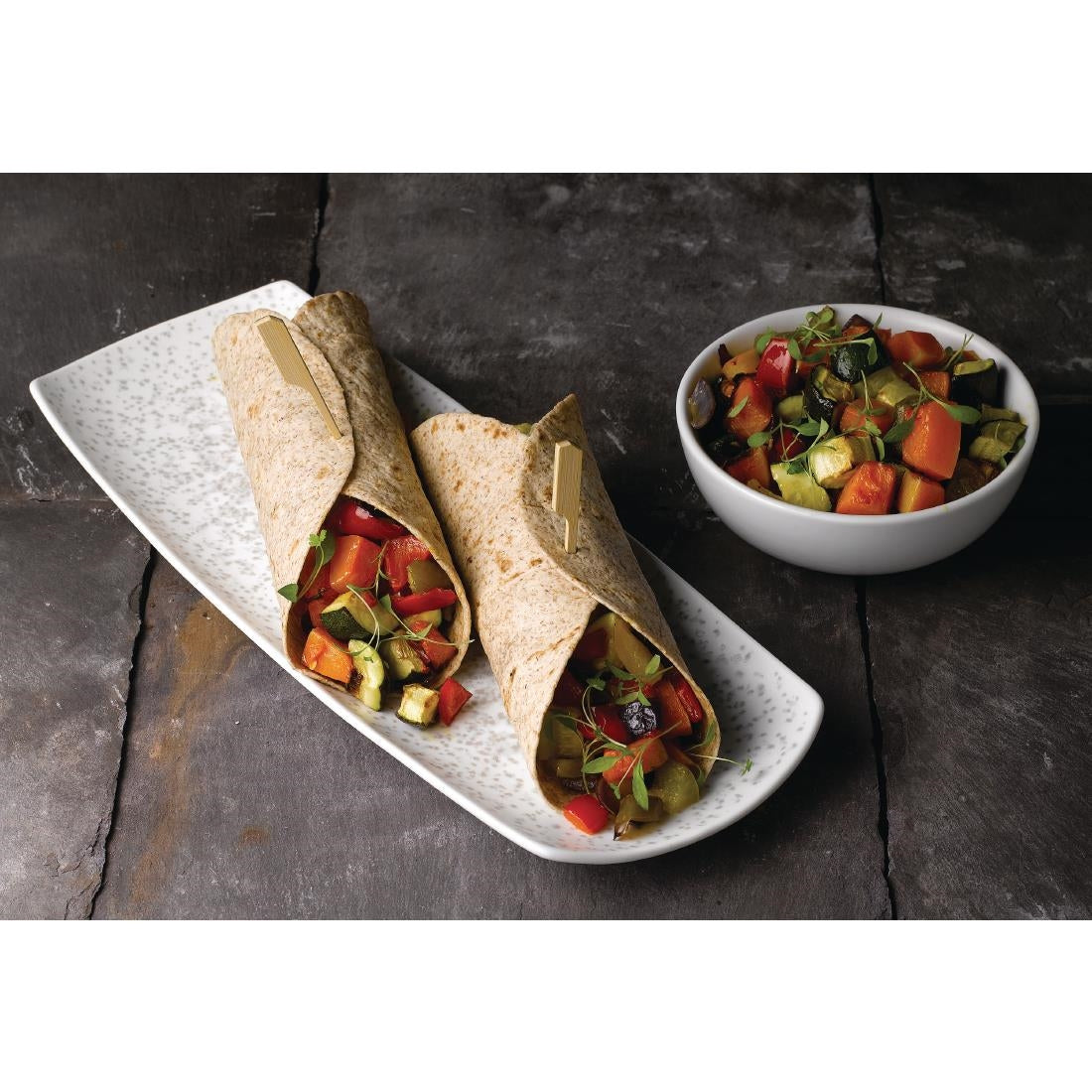 FA654 Churchill Menu Shades Caldera Rectangular Plates Chalk White 140 x 355mm JD Catering Equipment Solutions Ltd