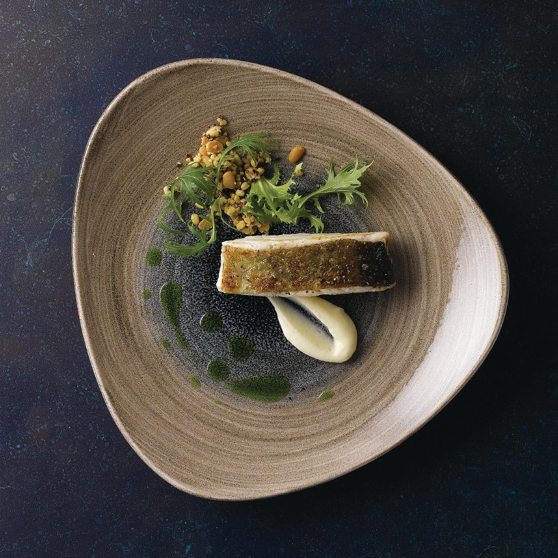 FA664 Churchill Stonecast Aqueous Triangular Plates Bayou Taupe 265mm (Pack of 12) JD Catering Equipment Solutions Ltd