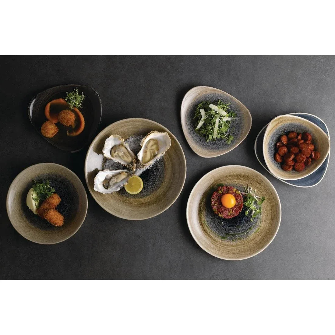 FA668 Churchill Stonecast Aqueous Triangular Bowls Bayou Taupe 13oz 185mm (Pack of 12) - JD Catering Equipment Solutions Ltd