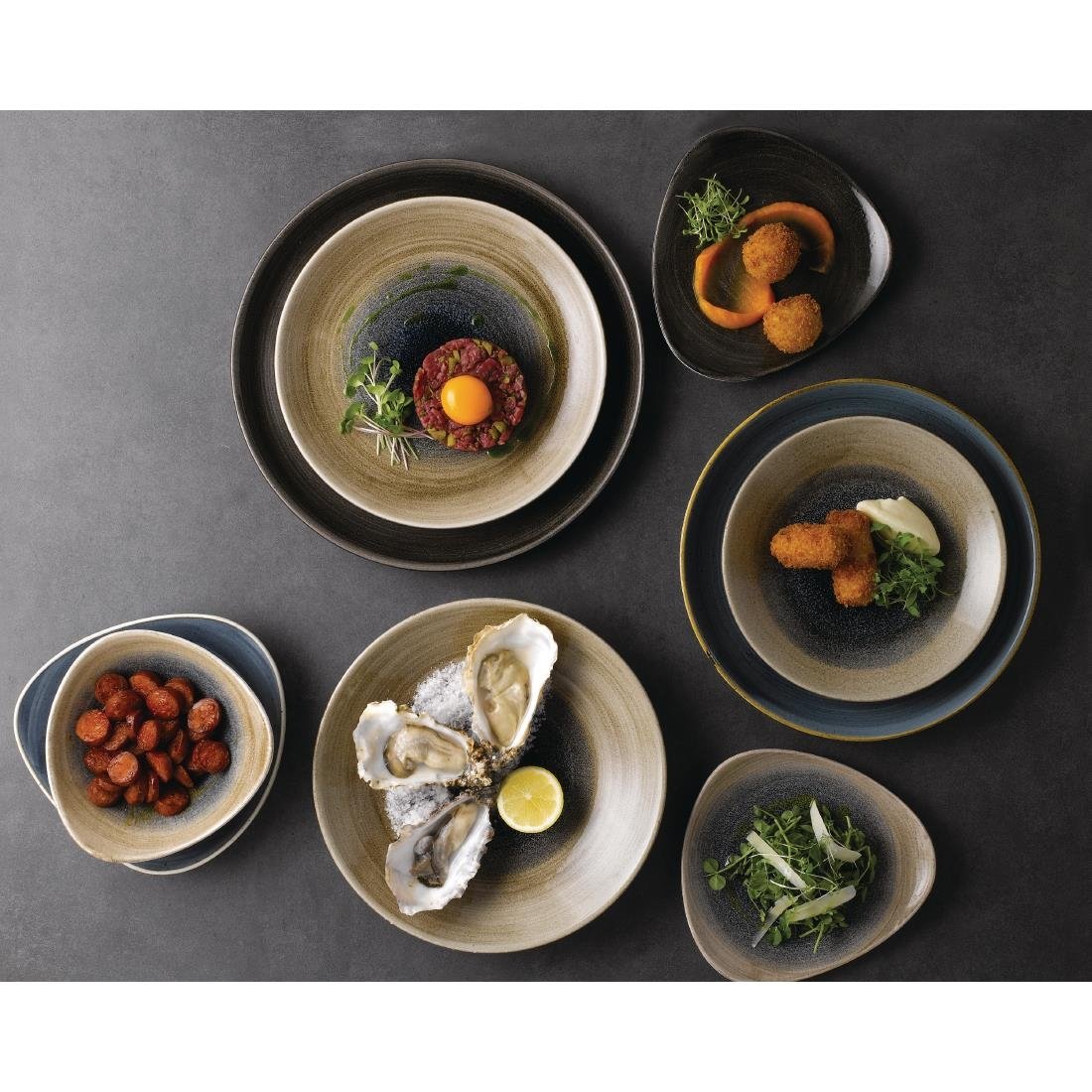 FA668 Churchill Stonecast Aqueous Triangular Bowls Bayou Taupe 13oz 185mm (Pack of 12) JD Catering Equipment Solutions Ltd