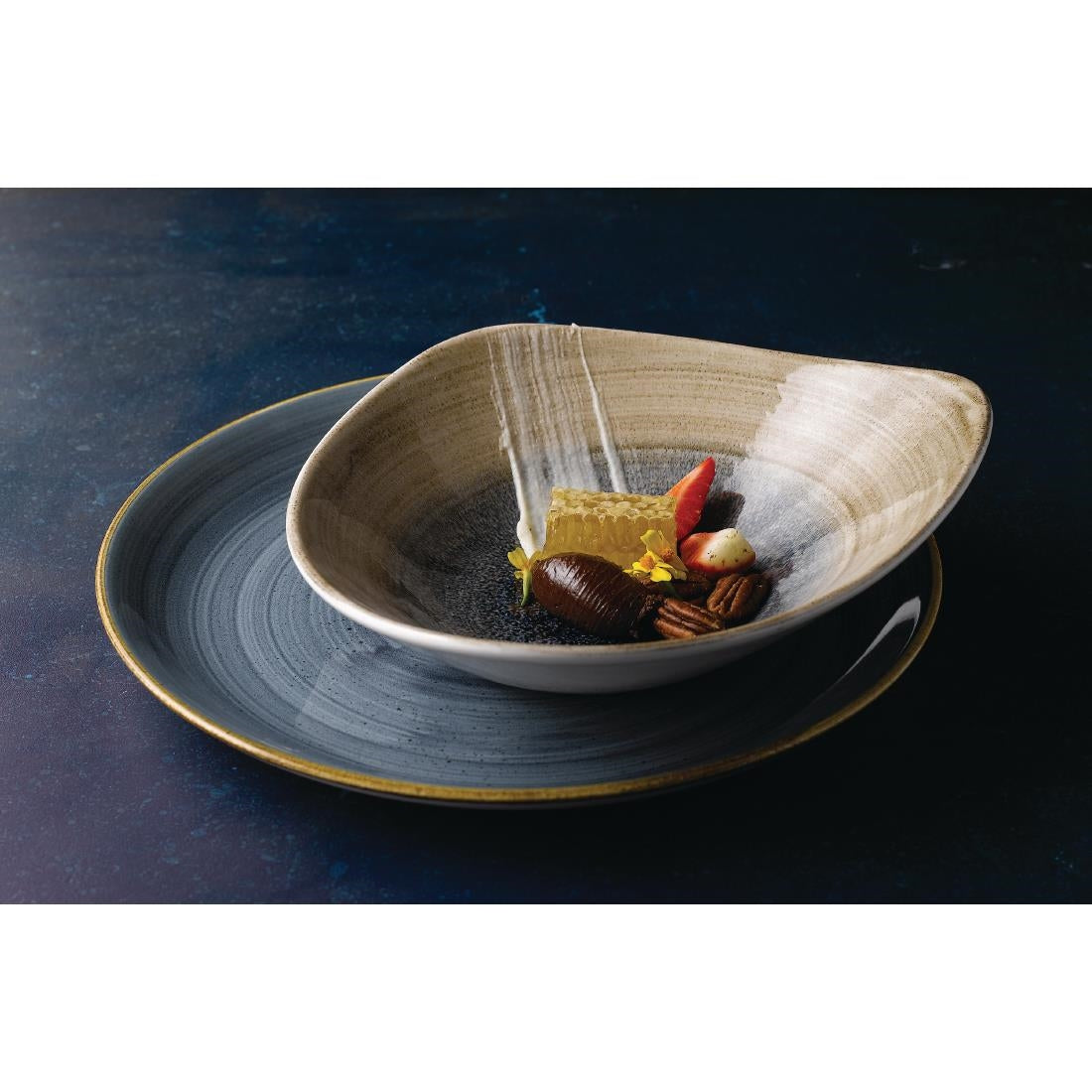 FA669 Churchill Stonecast Aqueous Triangular Bowls Bayou Taupe 21oz 235mm (Pack of 12) JD Catering Equipment Solutions Ltd