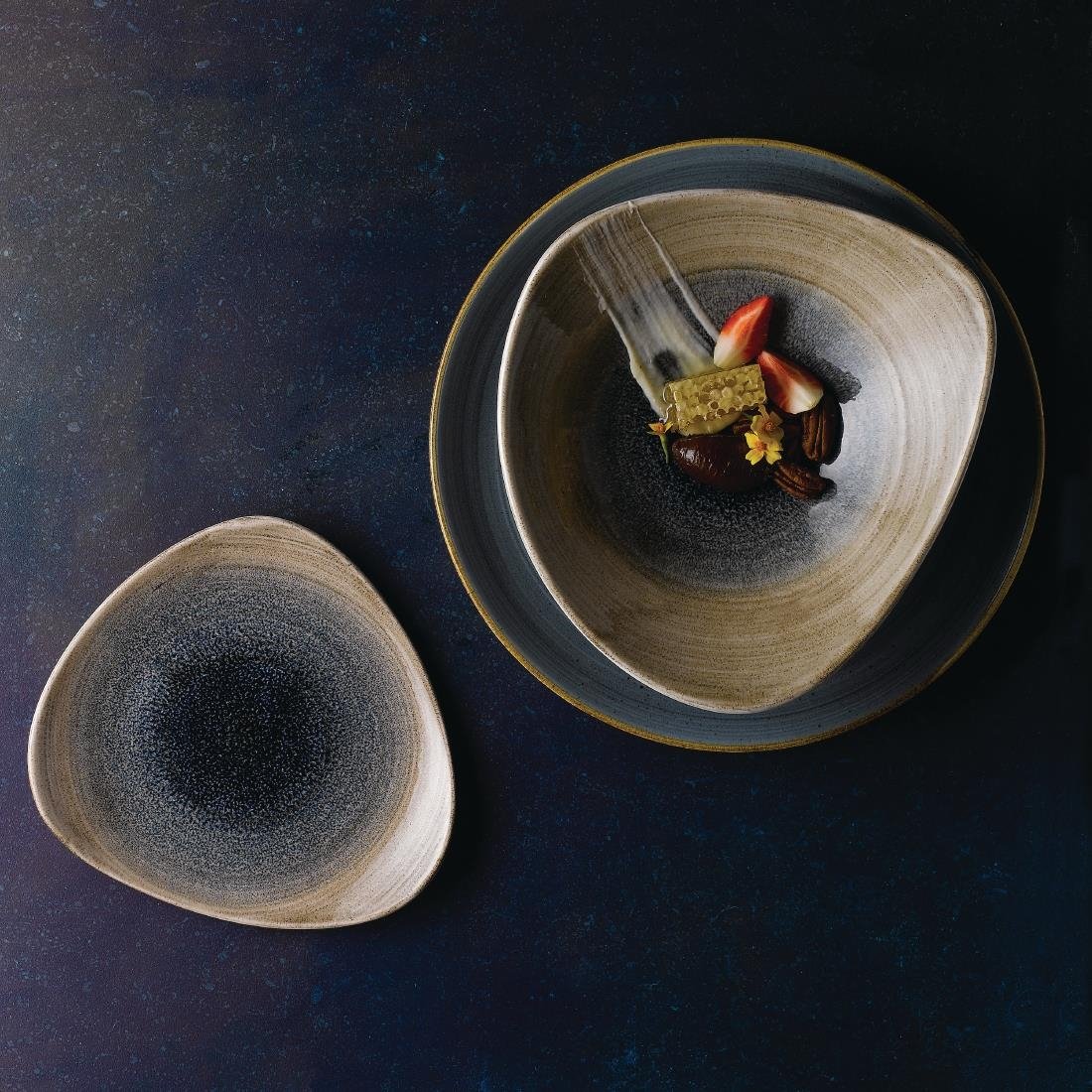 FA669 Churchill Stonecast Aqueous Triangular Bowls Bayou Taupe 21oz 235mm (Pack of 12) JD Catering Equipment Solutions Ltd