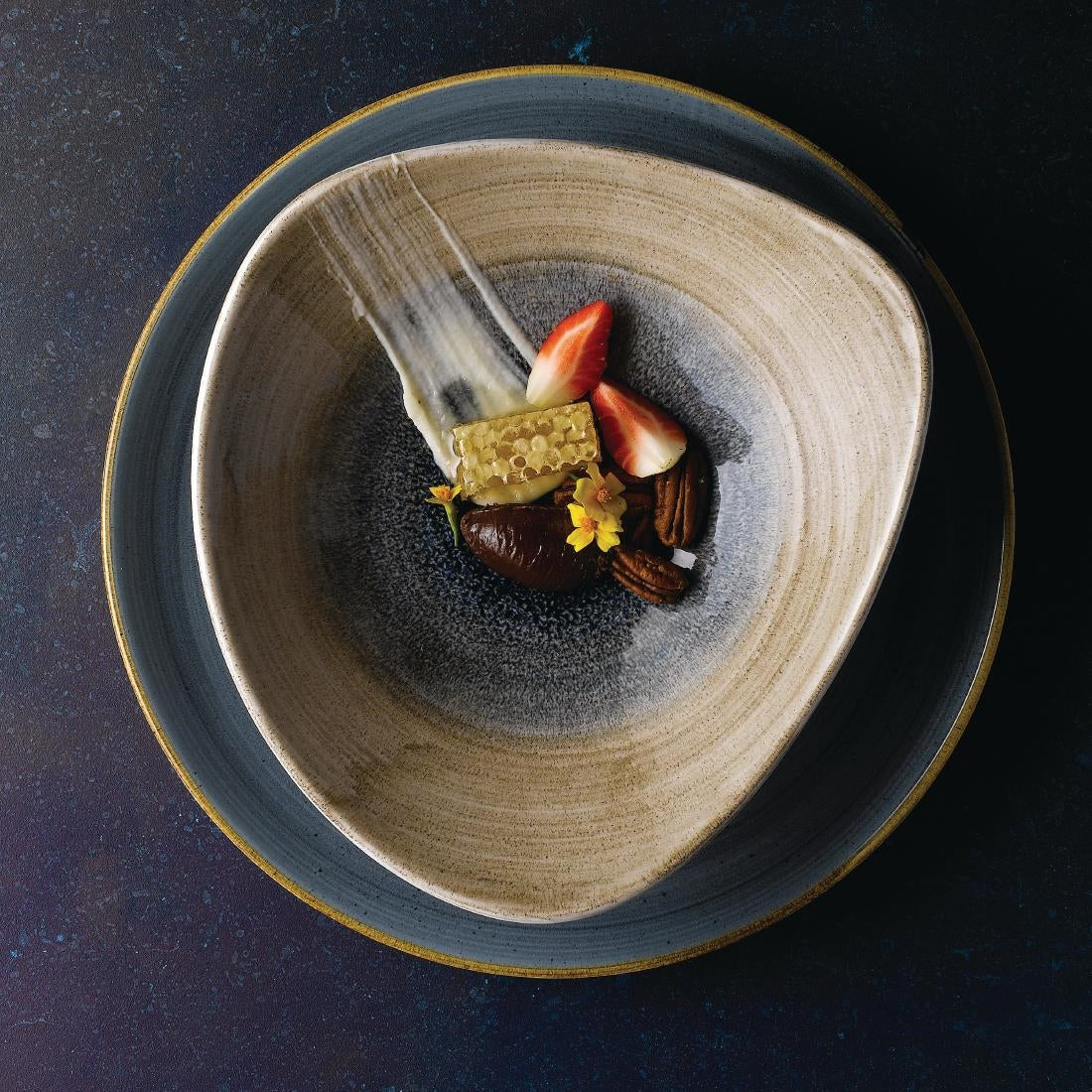 FA669 Churchill Stonecast Aqueous Triangular Bowls Bayou Taupe 21oz 235mm (Pack of 12) JD Catering Equipment Solutions Ltd