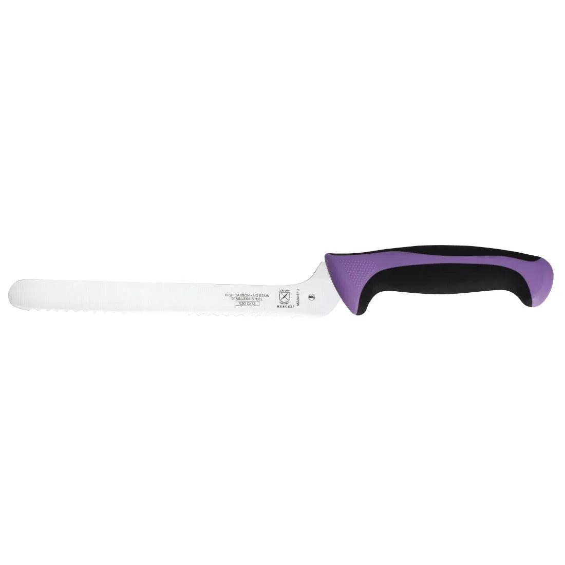 FB504 Mercer Millennia Culinary Allergen Safety Offset Serrated Bread Knife 20cm - JD Catering Equipment Solutions Ltd