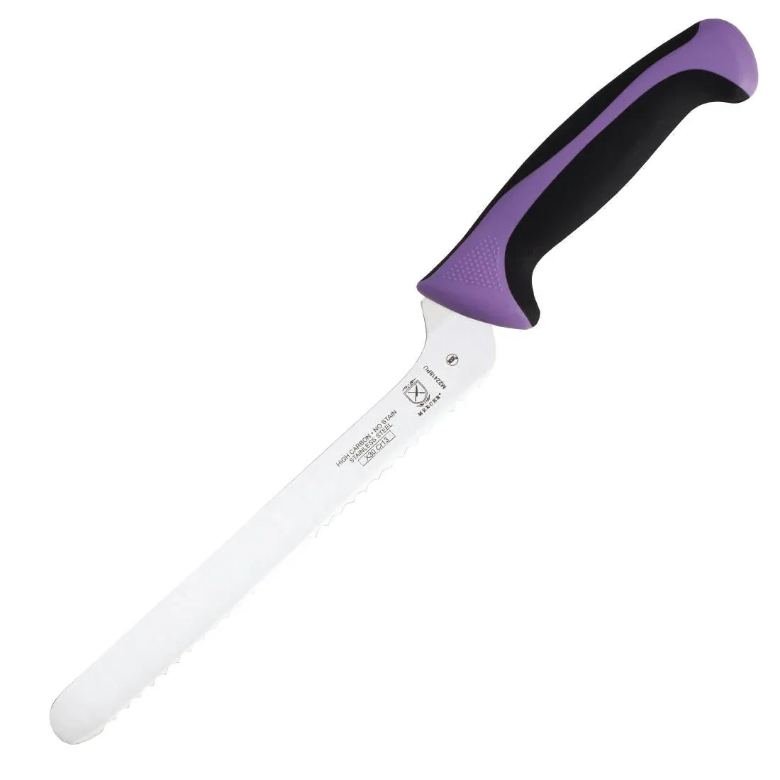 FB504 Mercer Millennia Culinary Allergen Safety Offset Serrated Bread Knife 20cm - JD Catering Equipment Solutions Ltd