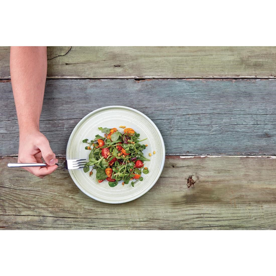 FB564 Olympia Cavolo Flat Round Plates Spring Green 270mm (Pack of 4) JD Catering Equipment Solutions Ltd