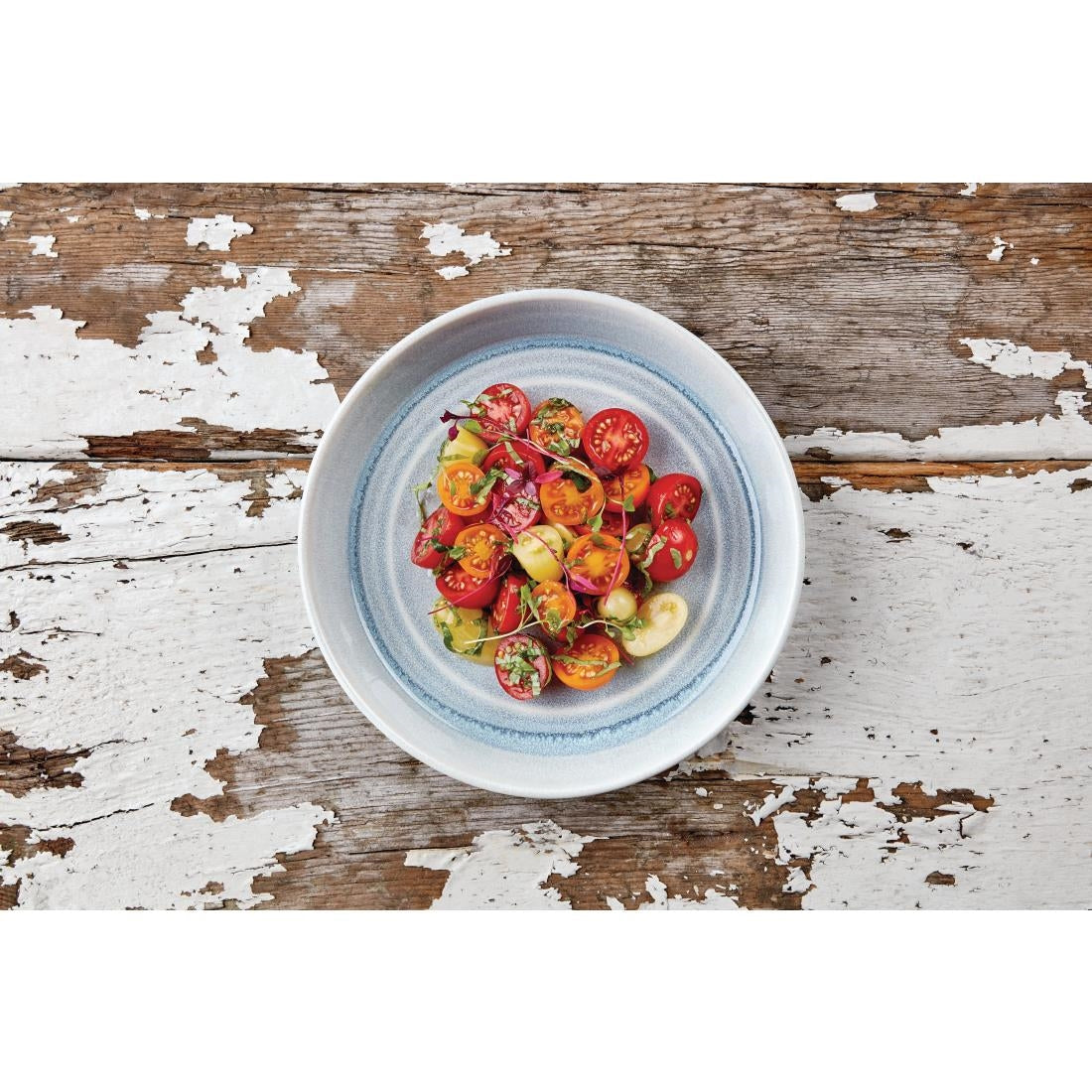 FB566 Olympia Cavolo Flat Round Bowls Ice Blue 220mm (Pack of 4) JD Catering Equipment Solutions Ltd