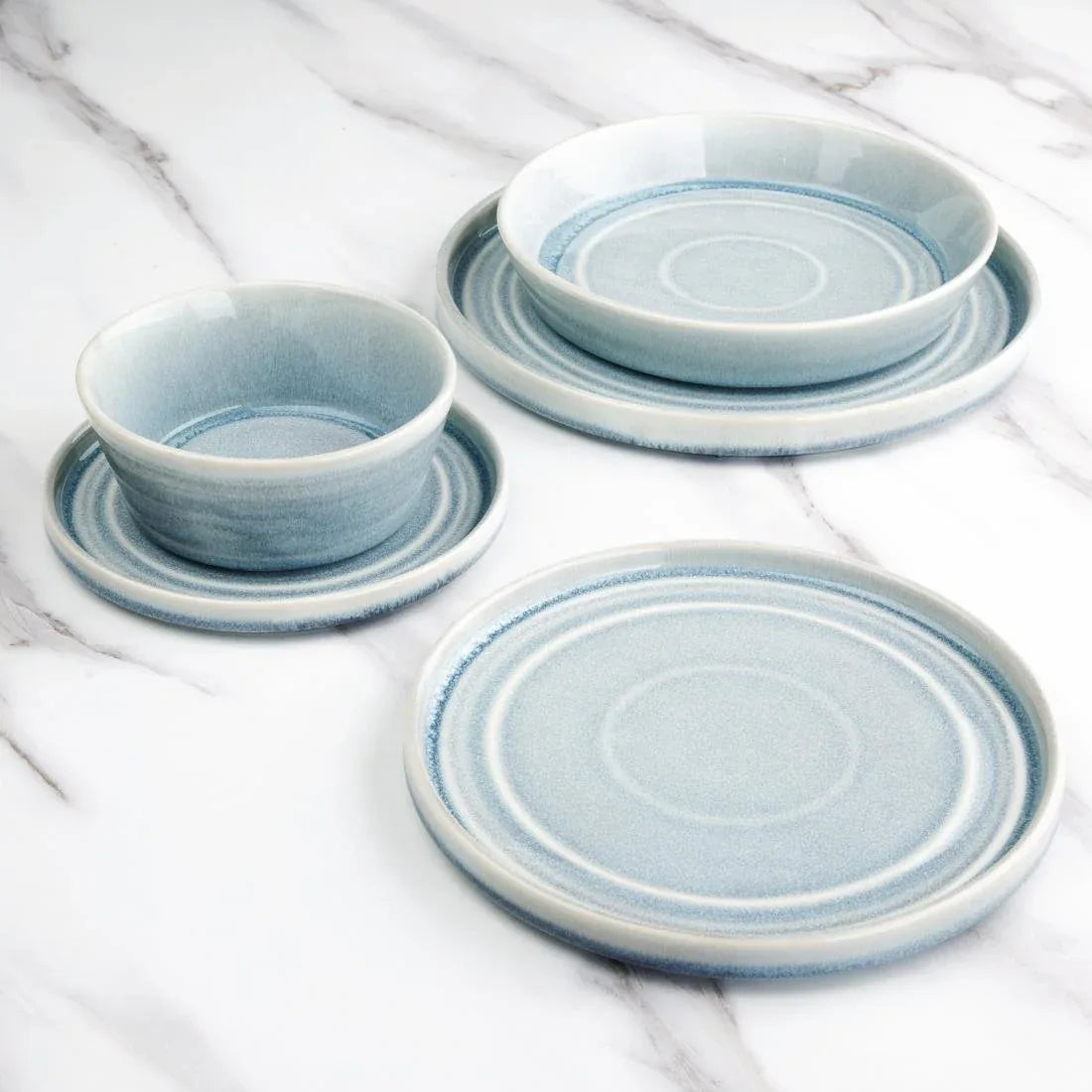 FB567 Olympia Cavolo Flat Round Plates Ice Blue 180mm (Pack of 6) - JD Catering Equipment Solutions Ltd