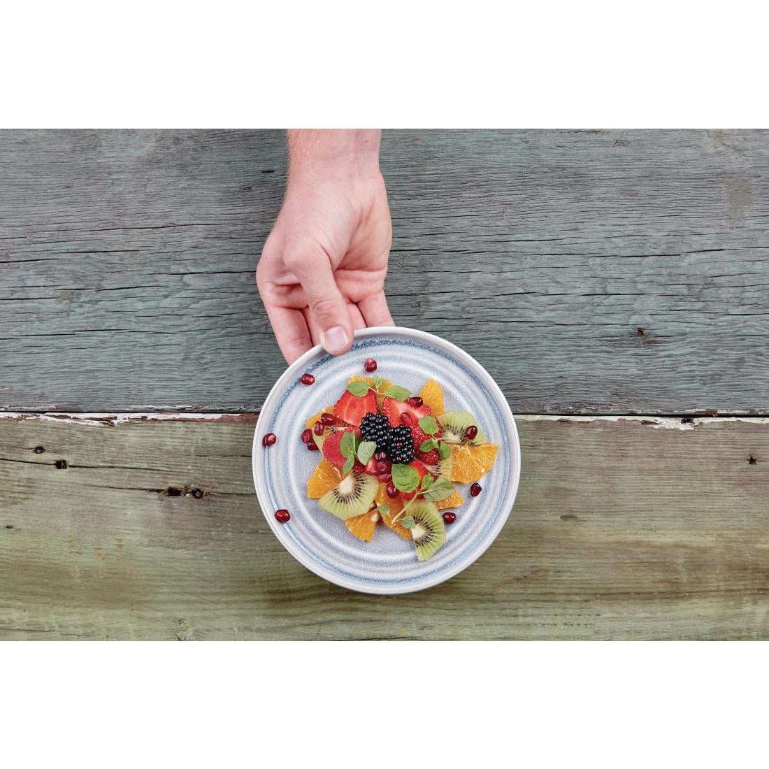 FB567 Olympia Cavolo Flat Round Plates Ice Blue 180mm (Pack of 6) JD Catering Equipment Solutions Ltd