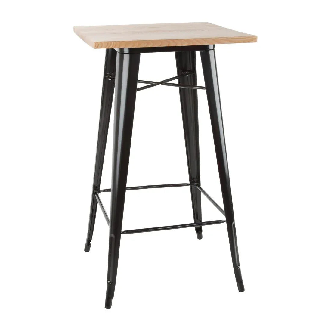 FB595 Bolero Bistro Bar Table with Wooden Top Black - JD Catering Equipment Solutions Ltd