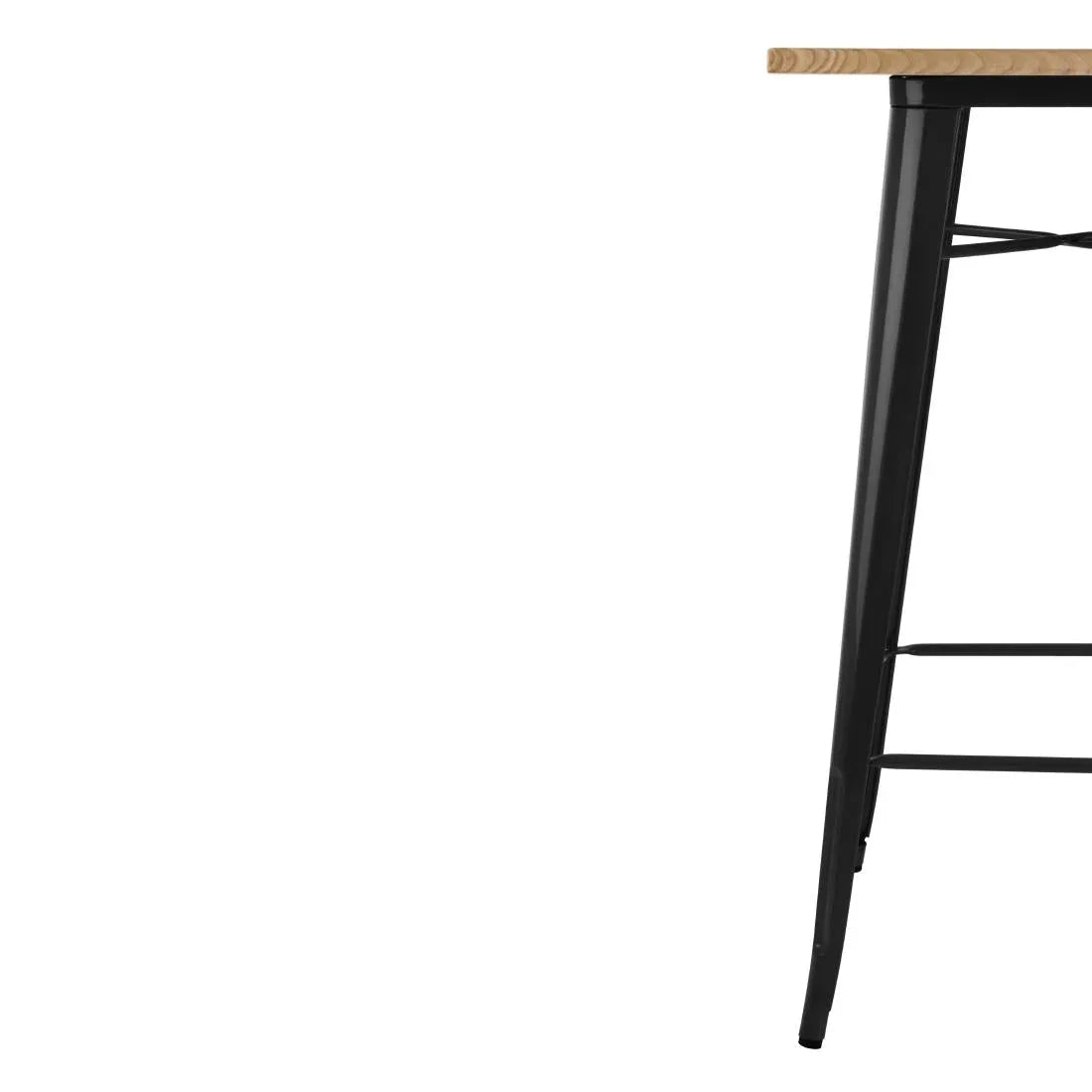 FB595 Bolero Bistro Bar Table with Wooden Top Black - JD Catering Equipment Solutions Ltd