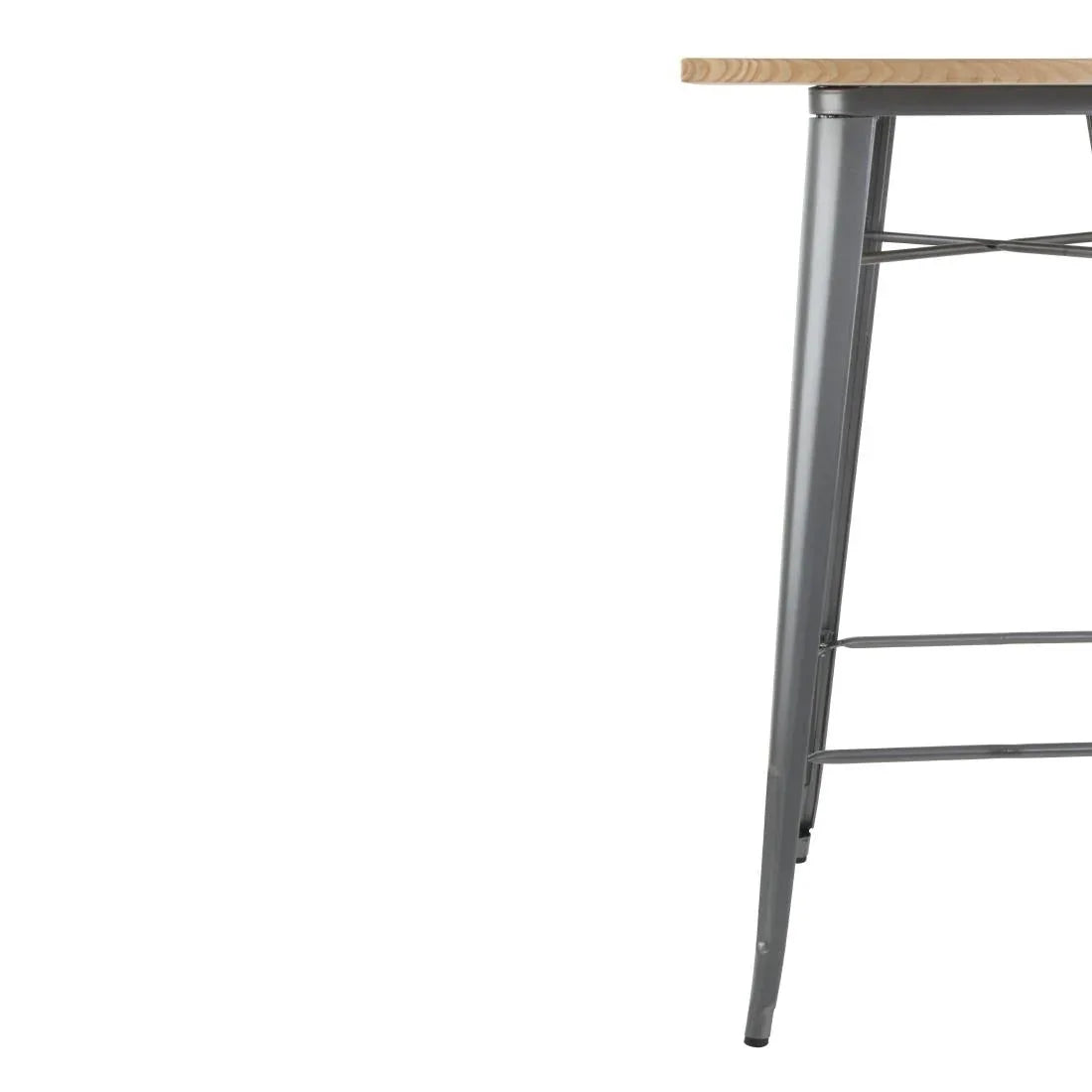 FB596 Bolero Bistro Bar Table with Wooden Top Gun Metal - JD Catering Equipment Solutions Ltd
