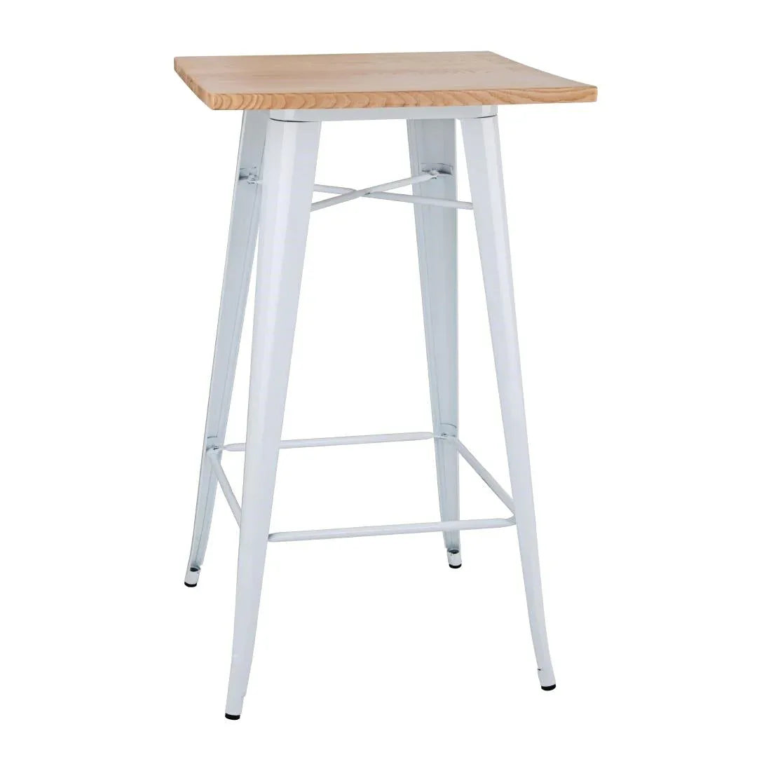 FB597 Bolero Bistro Bar Table with Wooden Top White (Single) - JD Catering Equipment Solutions Ltd