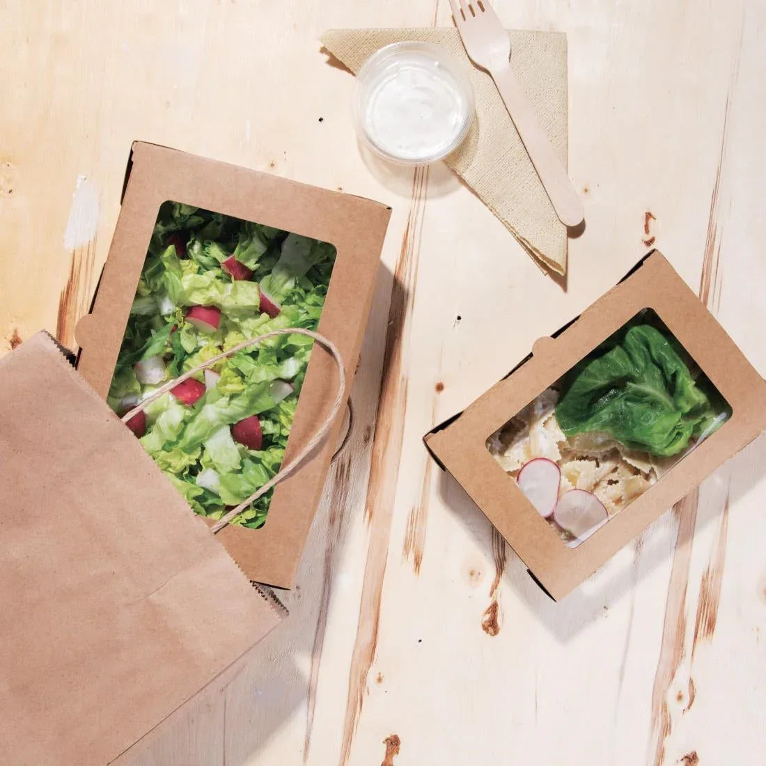 FB676 Fiesta Compostable Salad Boxes with PLA Windows 700ml (Pack of 200) - JD Catering Equipment Solutions Ltd