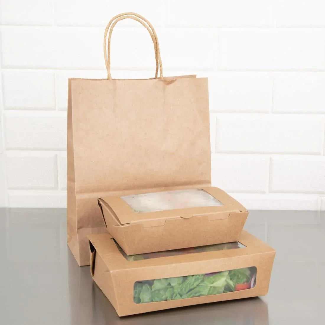 FB678 Fiesta Compostable Salad Boxes with PLA Windows 1600ml (Pack of 200) - JD Catering Equipment Solutions Ltd