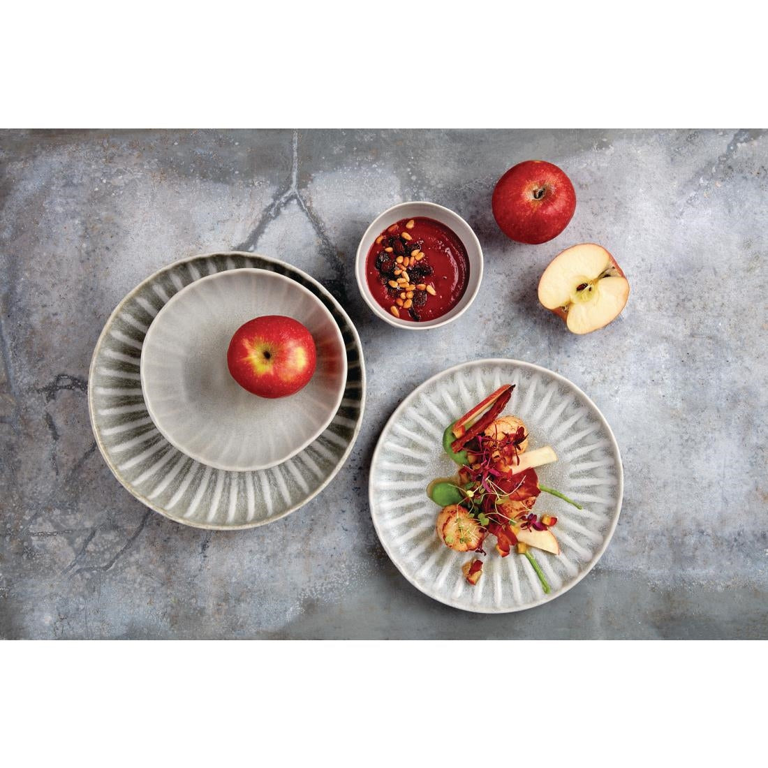 FB954 Olympia Corallite Plates Concrete Grey 280mm (Pack of 6) JD Catering Equipment Solutions Ltd