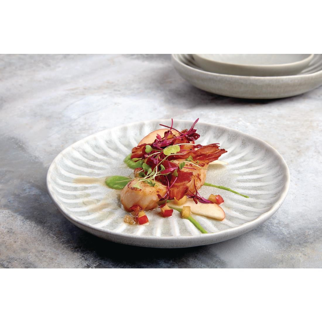 FB955 Olympia Corallite Plates Concrete Grey 205mm (Pack of 6) JD Catering Equipment Solutions Ltd