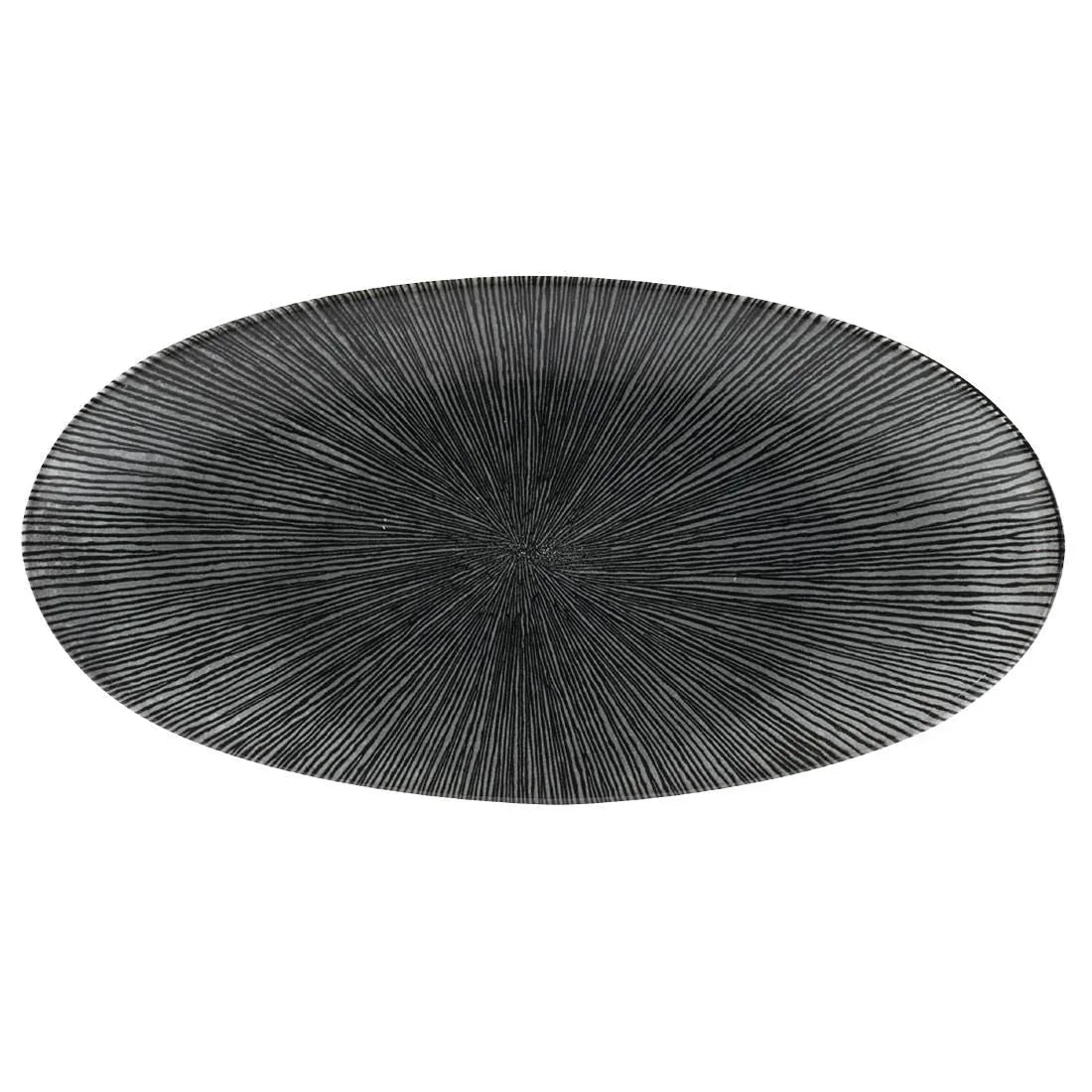 FC108 Churchill Studio Prints Agano Oval Chefs Plates Black 347 x 173mm (Pack of 6) - JD Catering Equipment Solutions Ltd