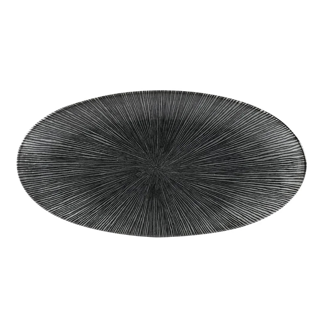 FC109 Churchill Studio Prints Agano Oval Chefs Plates Black 299 x 150mm (Pack of 12) - JD Catering Equipment Solutions Ltd