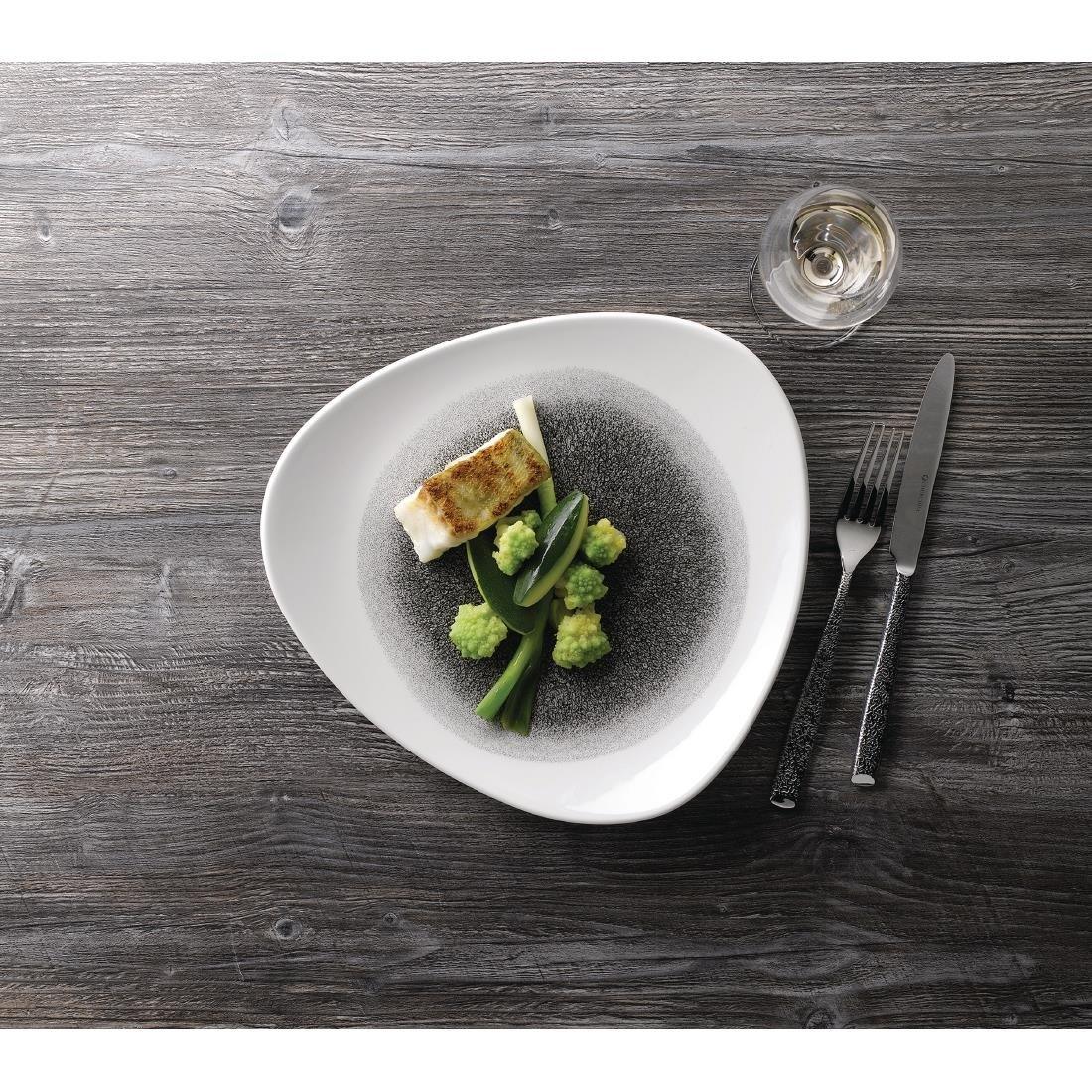 FC130 Churchill Studio Prints Raku Triangle Plates Quartz Black 311mm (Pack of 6) - JD Catering Equipment Solutions Ltd