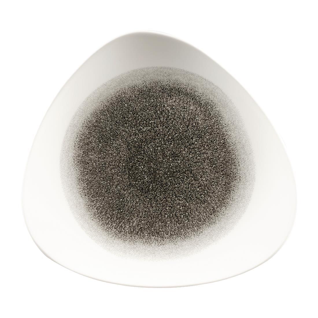 FC130 Churchill Studio Prints Raku Triangle Plates Quartz Black 311mm (Pack of 6) - JD Catering Equipment Solutions Ltd