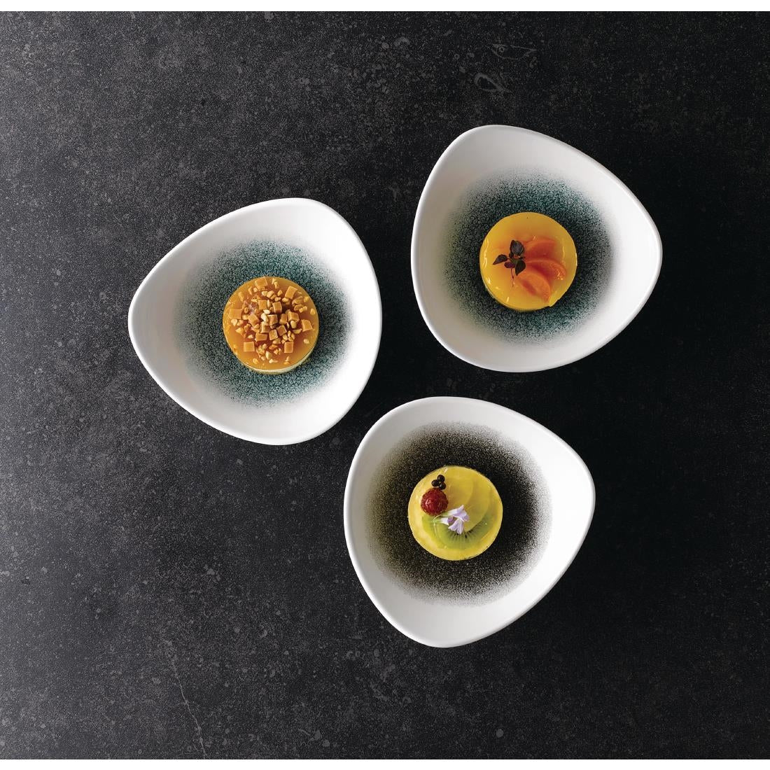 FC134 Churchill Studio Prints Raku Triangle Bowls Quartz Black 185mm 370ml (Pack of 12) JD Catering Equipment Solutions Ltd