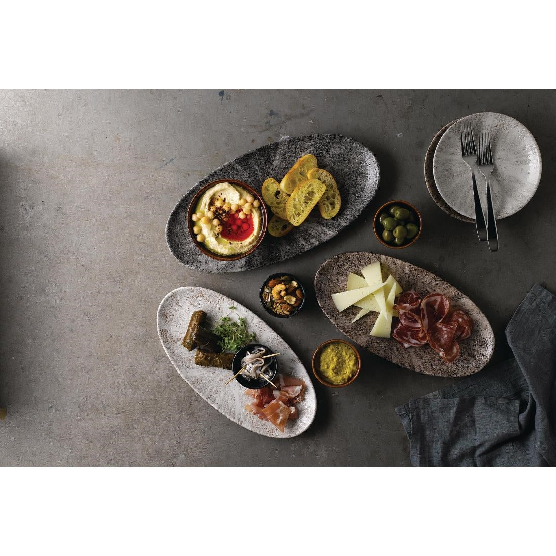 FC142 Churchill Studio Prints Stone Chefs Plates Agate Grey 299 x 150mm (Pack of 12) JD Catering Equipment Solutions Ltd