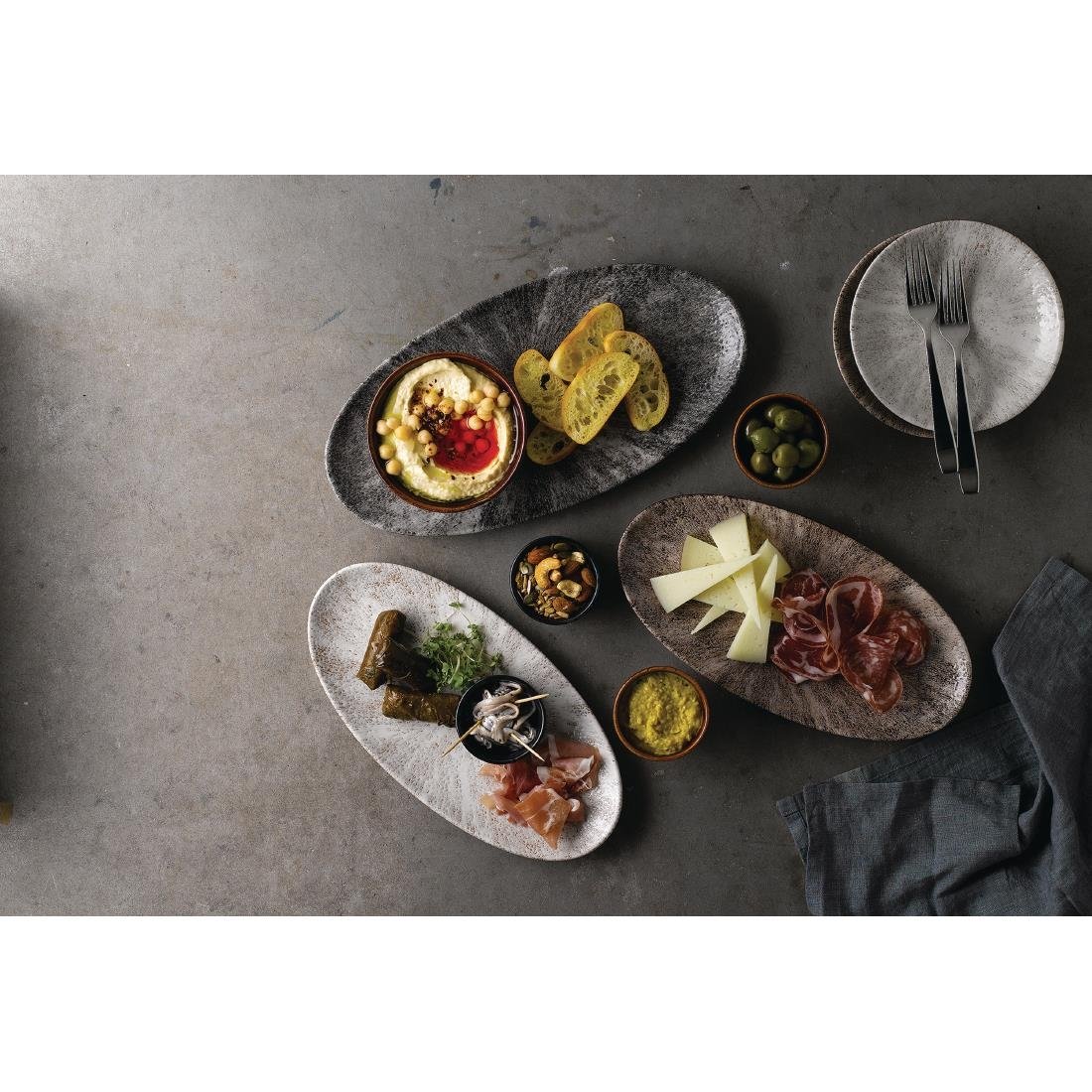FC143 Churchill Studio Prints Stone Chefs Plates Agate Grey 347 x 173mm (Pack of 6) JD Catering Equipment Solutions Ltd