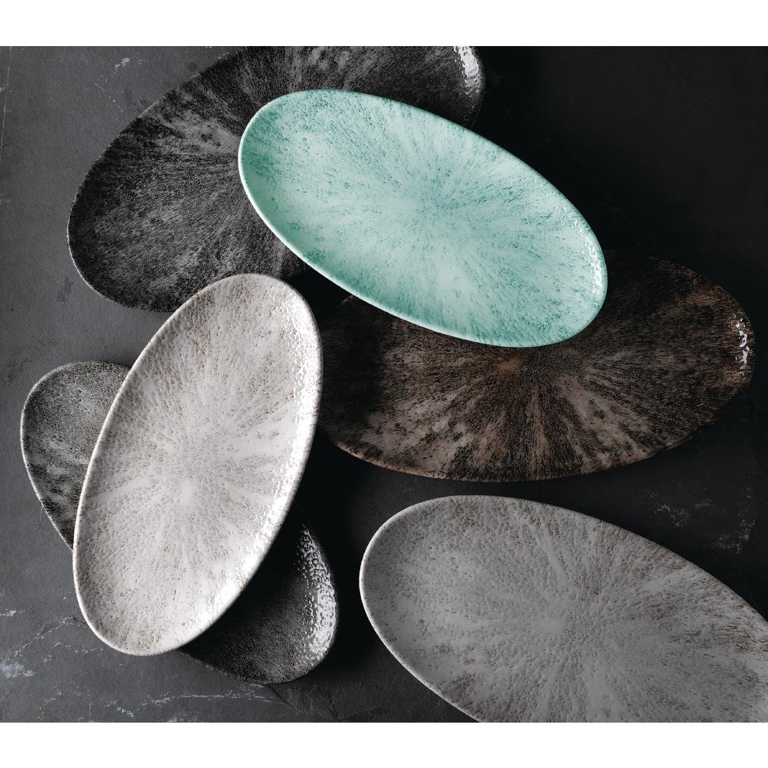 FC143 Churchill Studio Prints Stone Chefs Plates Agate Grey 347 x 173mm (Pack of 6) JD Catering Equipment Solutions Ltd