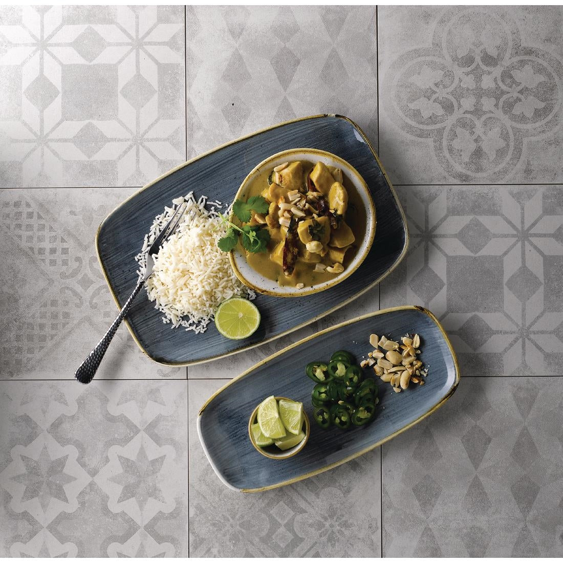 FC148 Churchill Stonecast No. 9 Oblong Chefs Plates 355 x 245mm Blueberry (Pack of 6) JD Catering Equipment Solutions Ltd