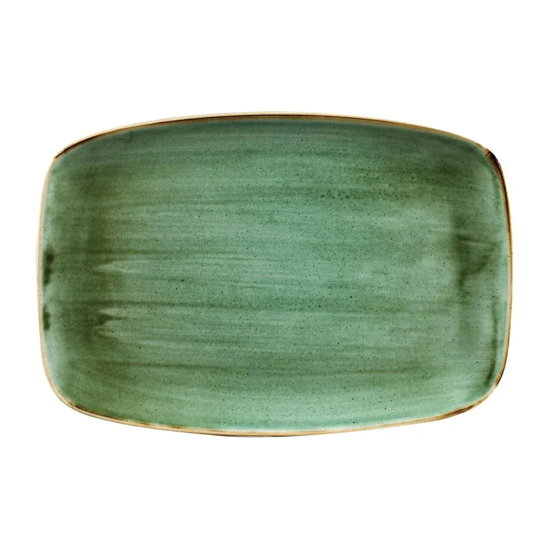 FC152 Churchill Stonecast No. 9 Oblong Chefs Plates 355 x 245mm Samphire Green (Pack of 6) - JD Catering Equipment Solutions Ltd