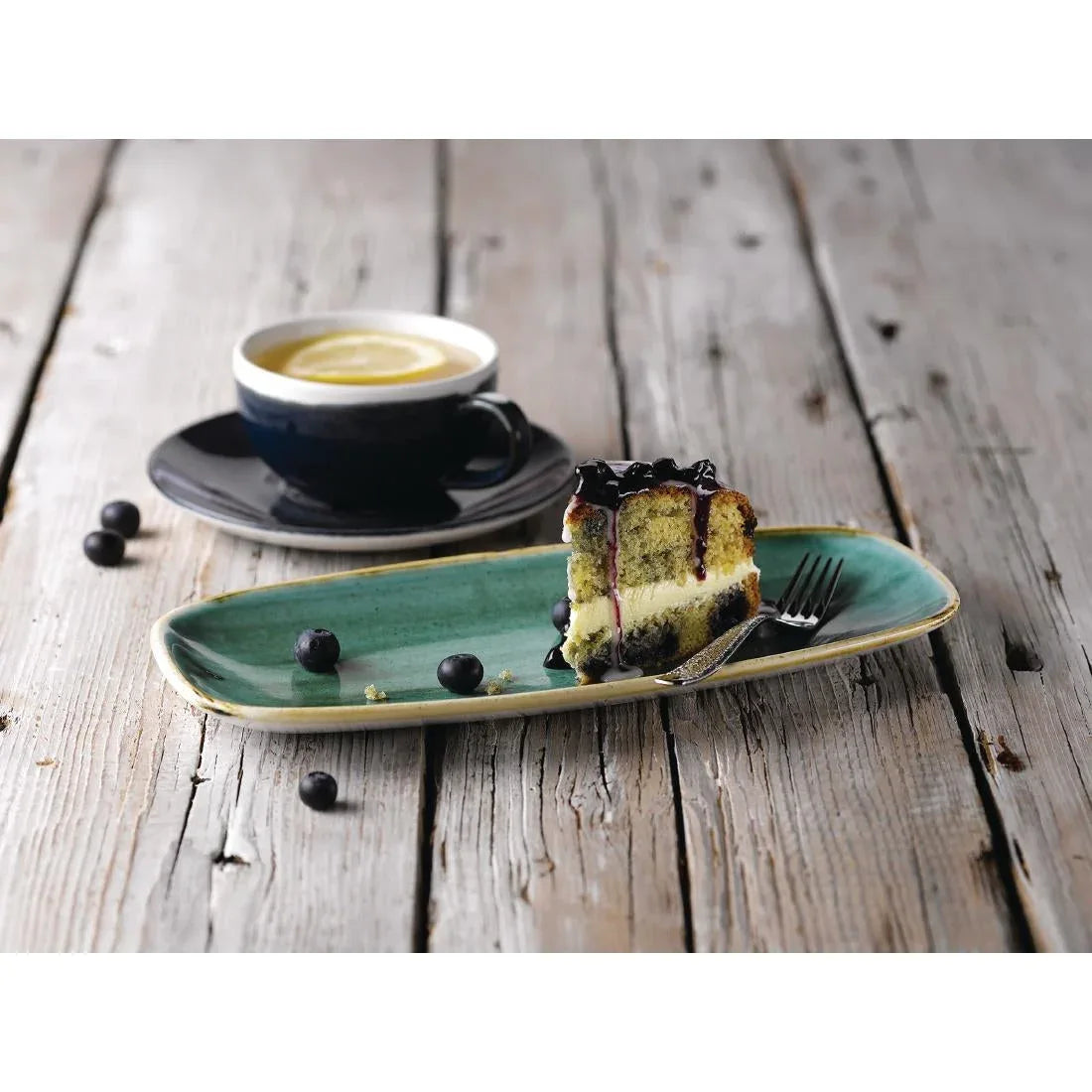 FC154 Churchill Stonecast No. 4 Oblong Chefs Plates Samphire Green 269 x 127mm (Pack of 12) - JD Catering Equipment Solutions Ltd
