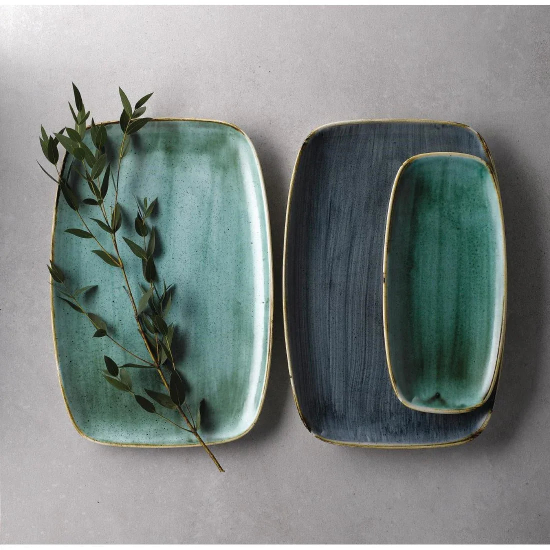 FC154 Churchill Stonecast No. 4 Oblong Chefs Plates Samphire Green 269 x 127mm (Pack of 12) - JD Catering Equipment Solutions Ltd