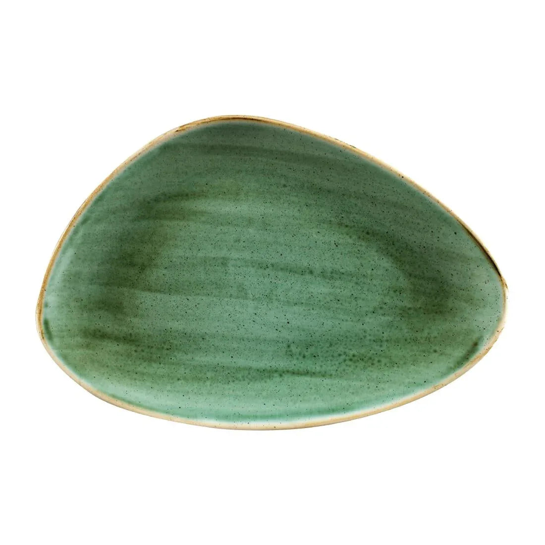 FC156 Churchill Stonecast Triangular Chefs Plates 304 x 205mm Samphire Green (Pack of 6) - JD Catering Equipment Solutions Ltd