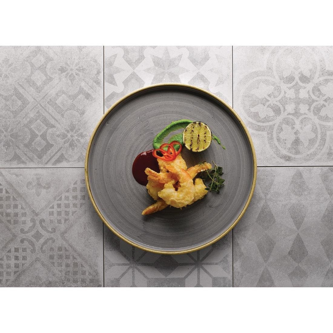 FC164 Churchill Stonecast Walled Chefs Plates Peppercorn Grey 210mm (Pack of 6) JD Catering Equipment Solutions Ltd