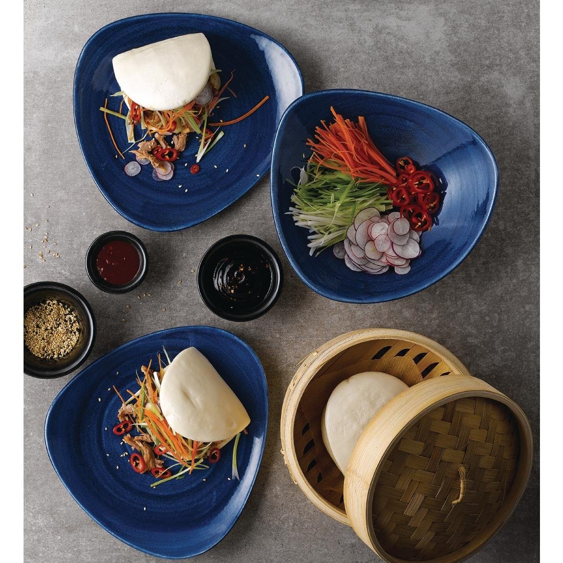 FC173 Churchill Stonecast Patina Triangular Bowls Cobalt 235mm (Pack of 12) JD Catering Equipment Solutions Ltd